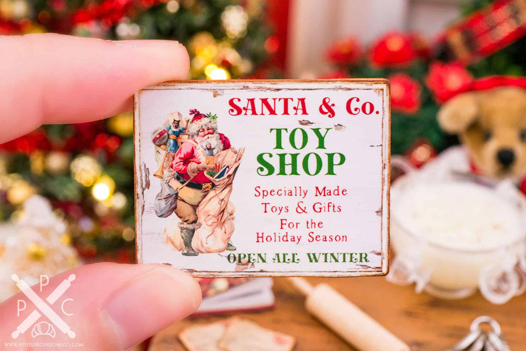 Dollhouse Miniature Santa & Co. Toy Shop Sign - 1:12 Dollhouse Miniature Christmas Sign