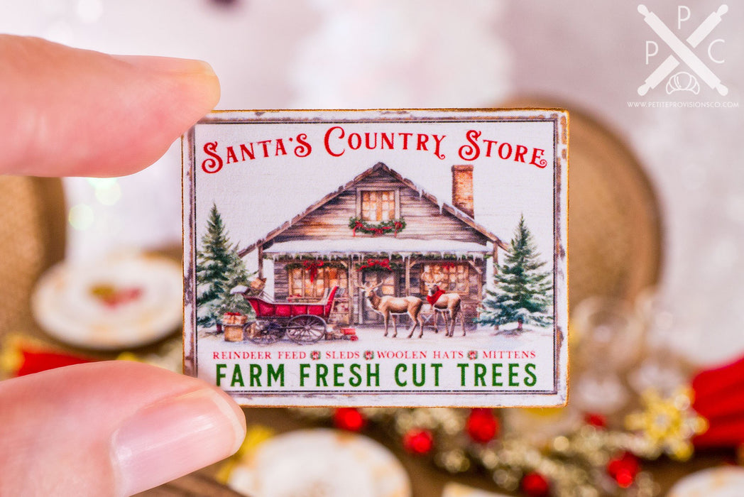 Dollhouse Miniature Santa's Country Store Sign - 1:12 Dollhouse Miniature Christmas Sign