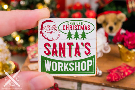 Dollhouse Miniature Santa's Workshop Sign - 1:12 Dollhouse Miniature Christmas Sign