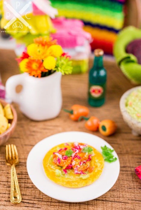 Dollhouse Miniature Shrimp Tostada - 1:12 Dollhouse Miniature Mexican Food