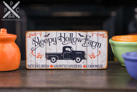 Dollhouse Miniature Sleepy Hollow Farm Sign - Decorative Halloween Sign - 1:12 Dollhouse Miniature Halloween Sign