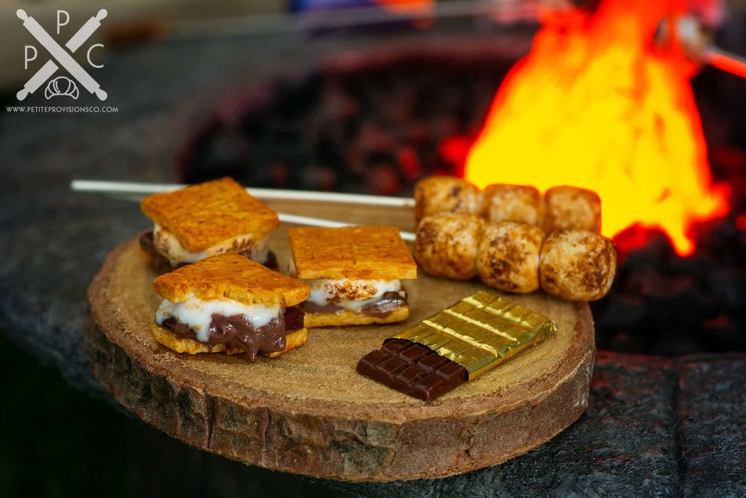 Autumn S'Mores Set on Rustic Wood Slab