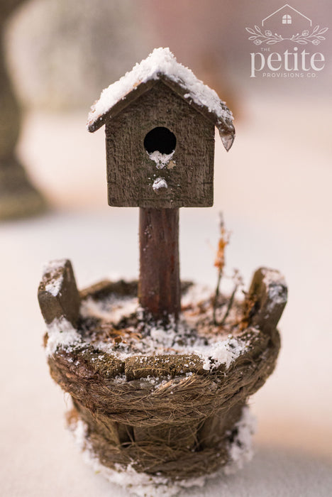 Snowy Garden Birdhouse Planter