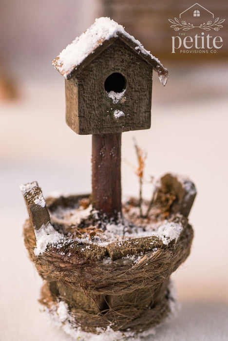 Snowy Garden Birdhouse Planter
