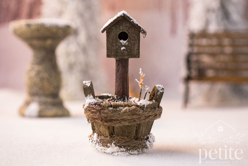 Snowy Garden Birdhouse Planter