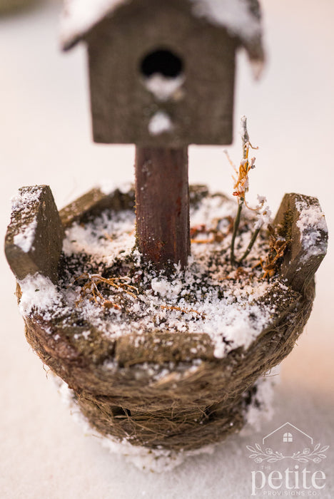 Snowy Garden Birdhouse Planter