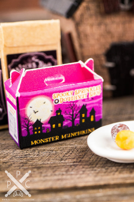 Dollhouse Miniature Halloween Doughnut Holes Box