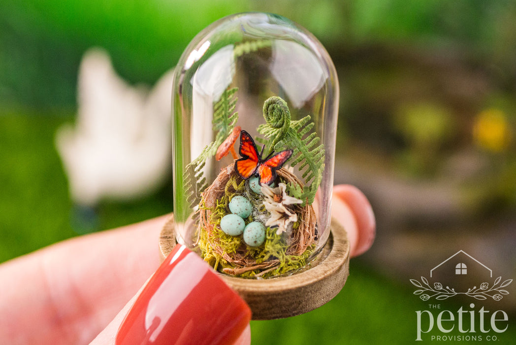 Spring Cloche – Bird’s Nest with Butterfly