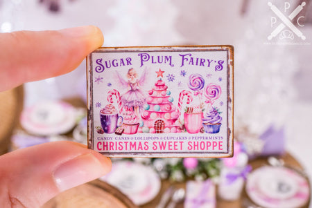 Dollhouse Miniature Sugar Plum Fairy's Christmas Sweet Shoppe Sign - 1:12 Dollhouse Miniature Christmas Sign