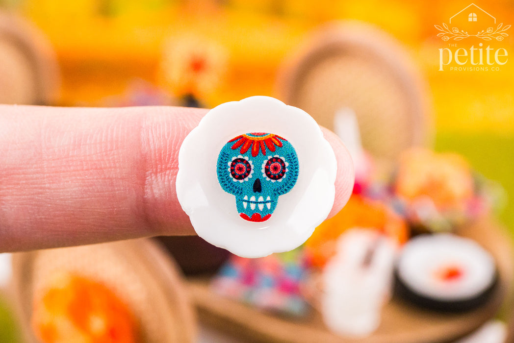 Sugar Skull and Marigold Day of the Dead Plates - Large - Set of 4