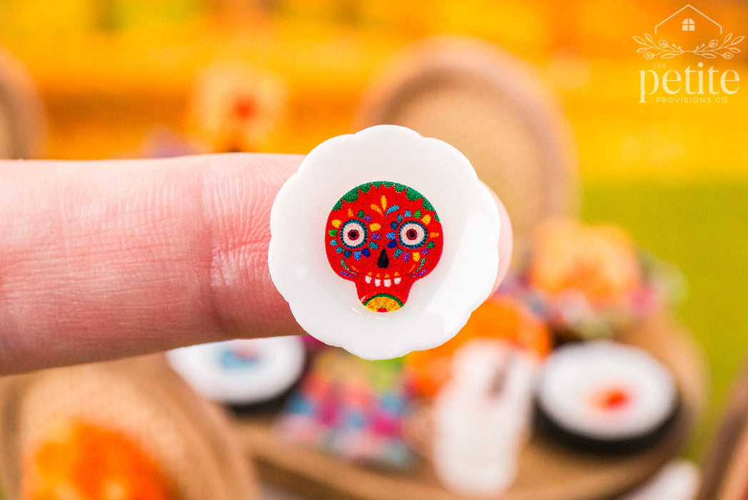 Sugar Skull and Marigold Day of the Dead Plates - Large - Set of 4