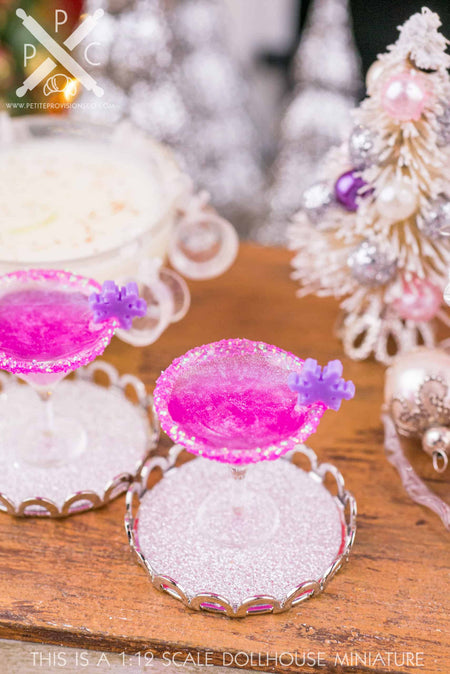 Dollhouse Miniature Sugarplum Fairy Martini with Tray - 1:12 Dollhouse Miniature Christmas Cocktail