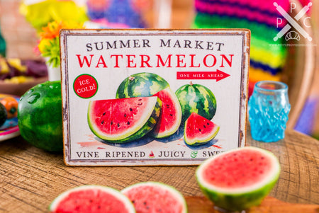 Dollhouse Miniature Summer Market Watermelon Sign - Decorative Summer Sign - 1:12 Dollhouse Miniature Market Sign