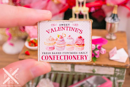 Dollhouse Miniature Sweet Valentine's Confectionery Sign - 1:12 Dollhouse Miniature Valentine's Day Sign