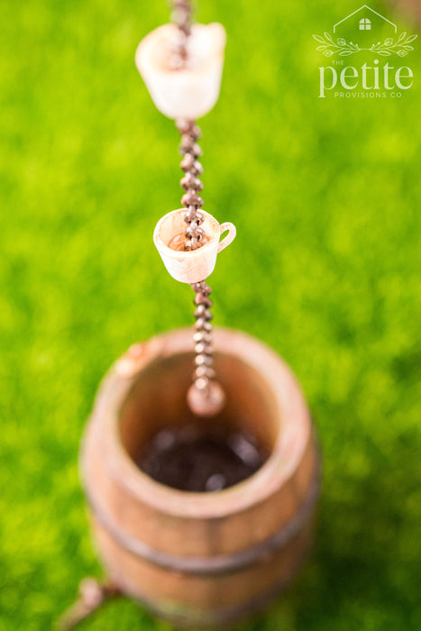 Teacup Rain Chain & Garden Rain Barrel Set