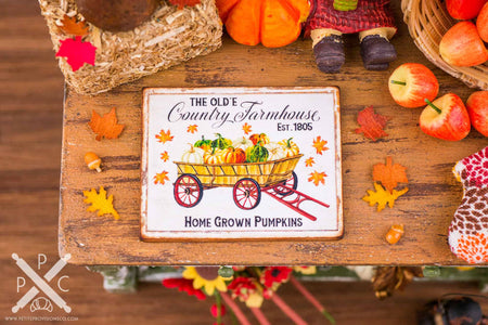 Dollhouse Miniature The Olde Country Farmhouse Sign - Decorative Autumn Sign - 1:12 Dollhouse Miniature Fall Sign