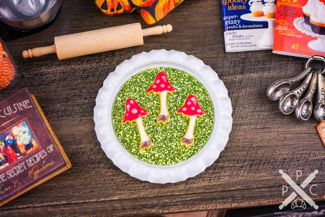 Dollhouse Miniature Toadstool Cookies on Tray - 1:12 Dollhouse Miniature Halloween Cookies