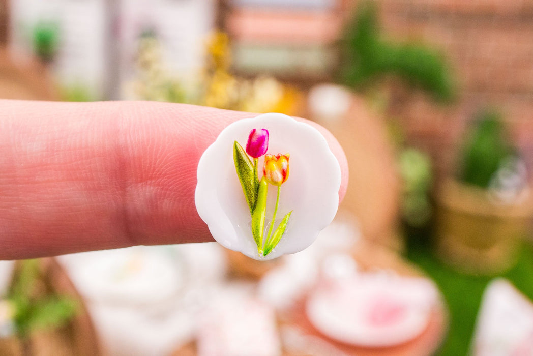 Dollhouse Miniature Tulips Decorative Plates