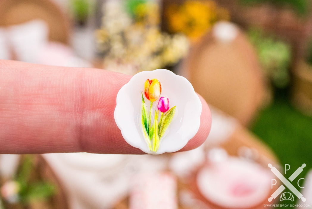 Dollhouse Miniature Tulips Decorative Plates