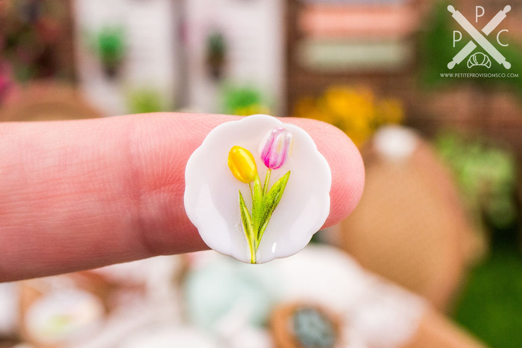 Dollhouse Miniature Tulips Decorative Plates