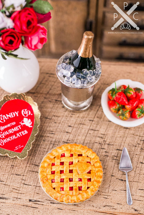 Dollhouse Miniature Valentine’s Day Cherry Pie with Lattice Crust