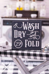 Dollhouse Miniature Farmhouse Wash Dry and Fold Sign - 1:12 Dollhouse Miniature Laundry Room Sign