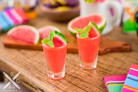 Dollhouse Miniature Watermelon Agua Fresca for Two - 1:12 Dollhouse Miniature Drink