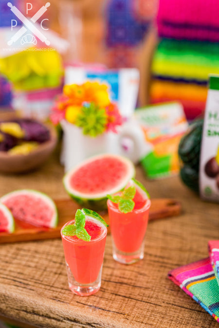 Dollhouse Miniature Watermelon Agua Fresca for Two - 1:12 Dollhouse Miniature Drink