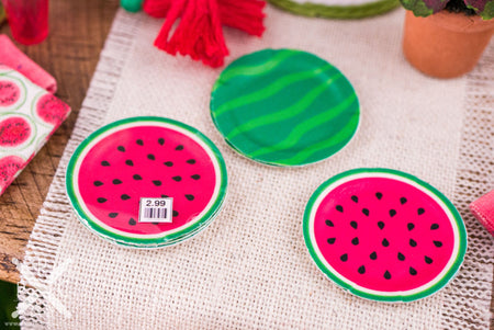 Dollhouse Miniature Watermelon Themed Paper Plates Set - Decorative Summer Tableware - 1:12 Dollhouse Miniature Summer Decor