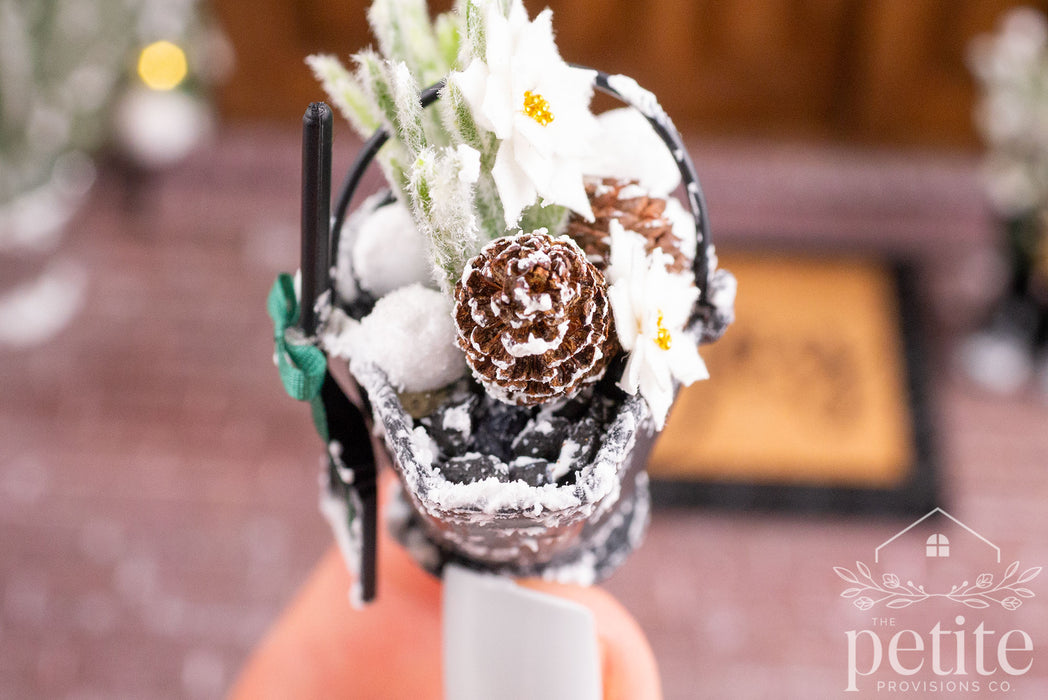 Winter Coal Scuttle Arrangement