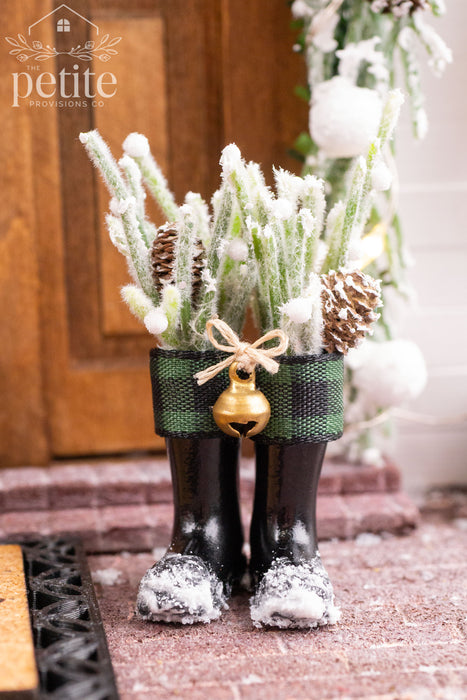 Winter Evergreen Boot Planter