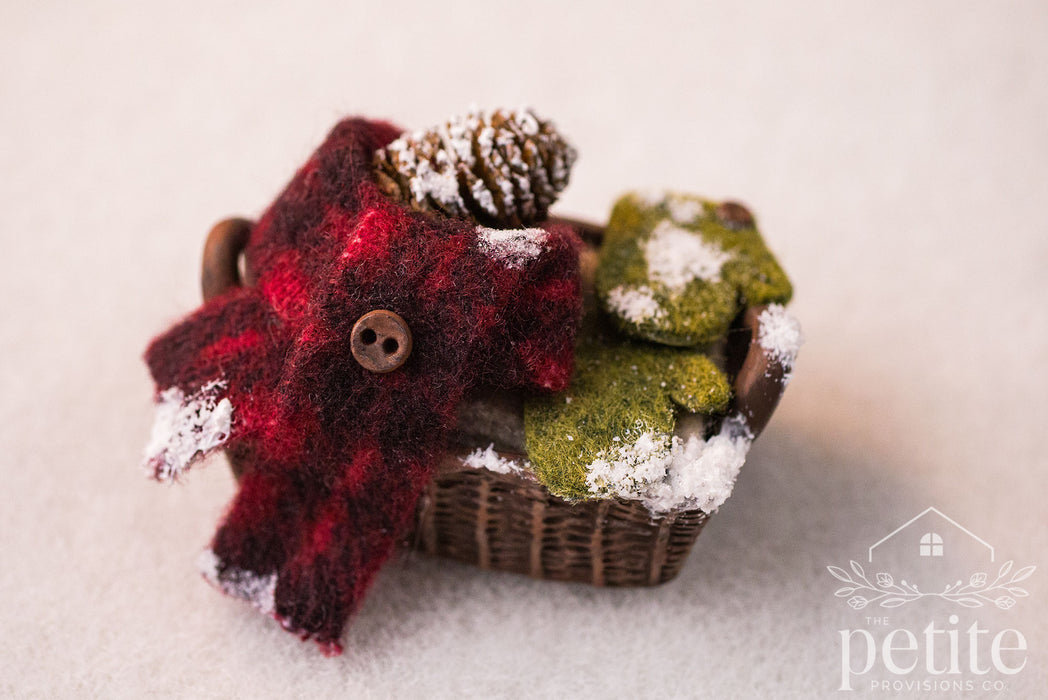 Winter Porch Basket with Flannel & Mittens