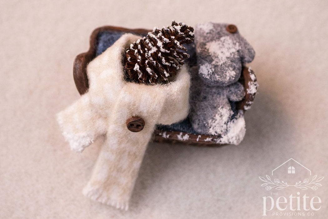 Winter Porch Basket with Flannel & Mittens