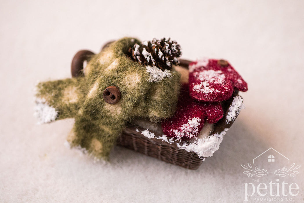 Winter Porch Basket with Flannel & Mittens