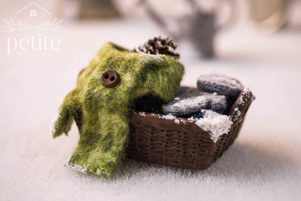 Winter Porch Basket with Flannel & Mittens