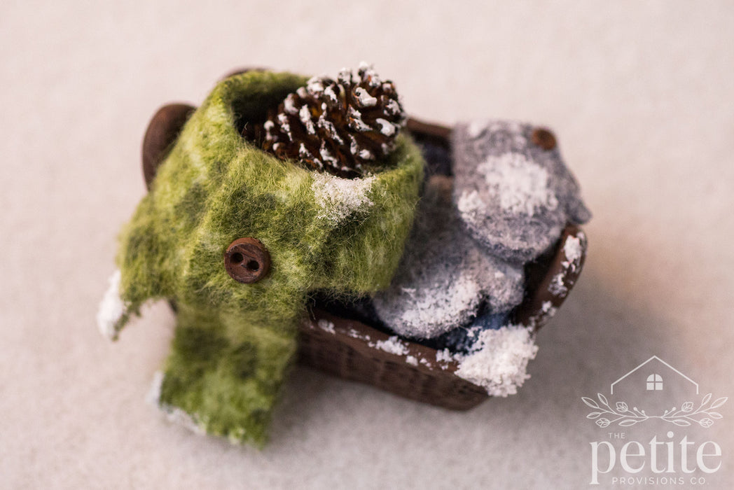 Winter Porch Basket with Flannel & Mittens